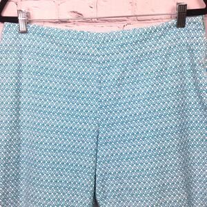 Talbots Women's Pattern Flat Front High Rise Stretch Blue Capri Pants Size 12